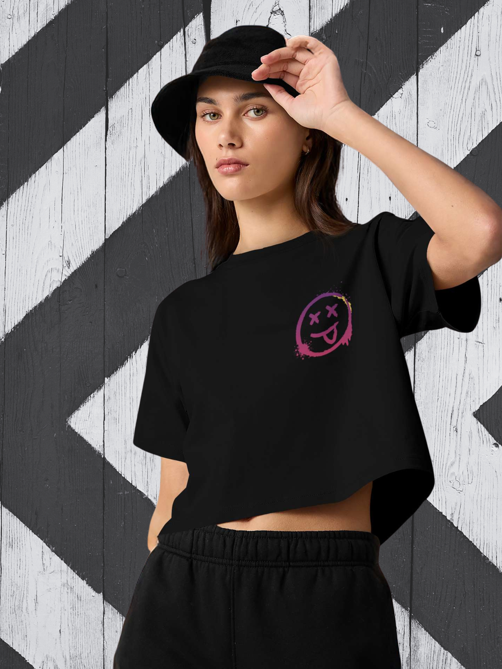 Trippy Smile Street Crop Tee
