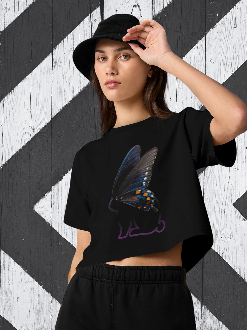 Cosmic Butterfly Street Crop Tee